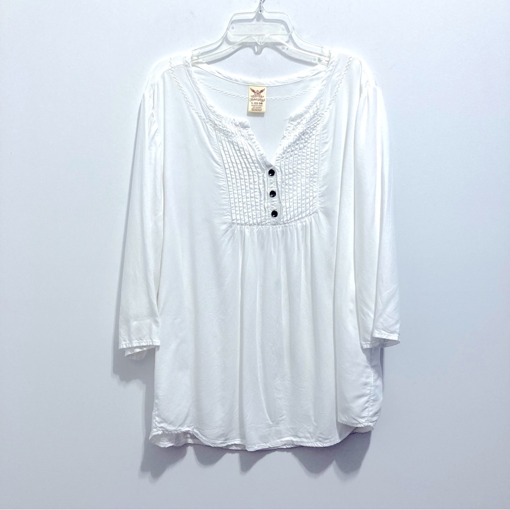 Faded Glory Women’s Long Sleeves White Gauze Summer Top